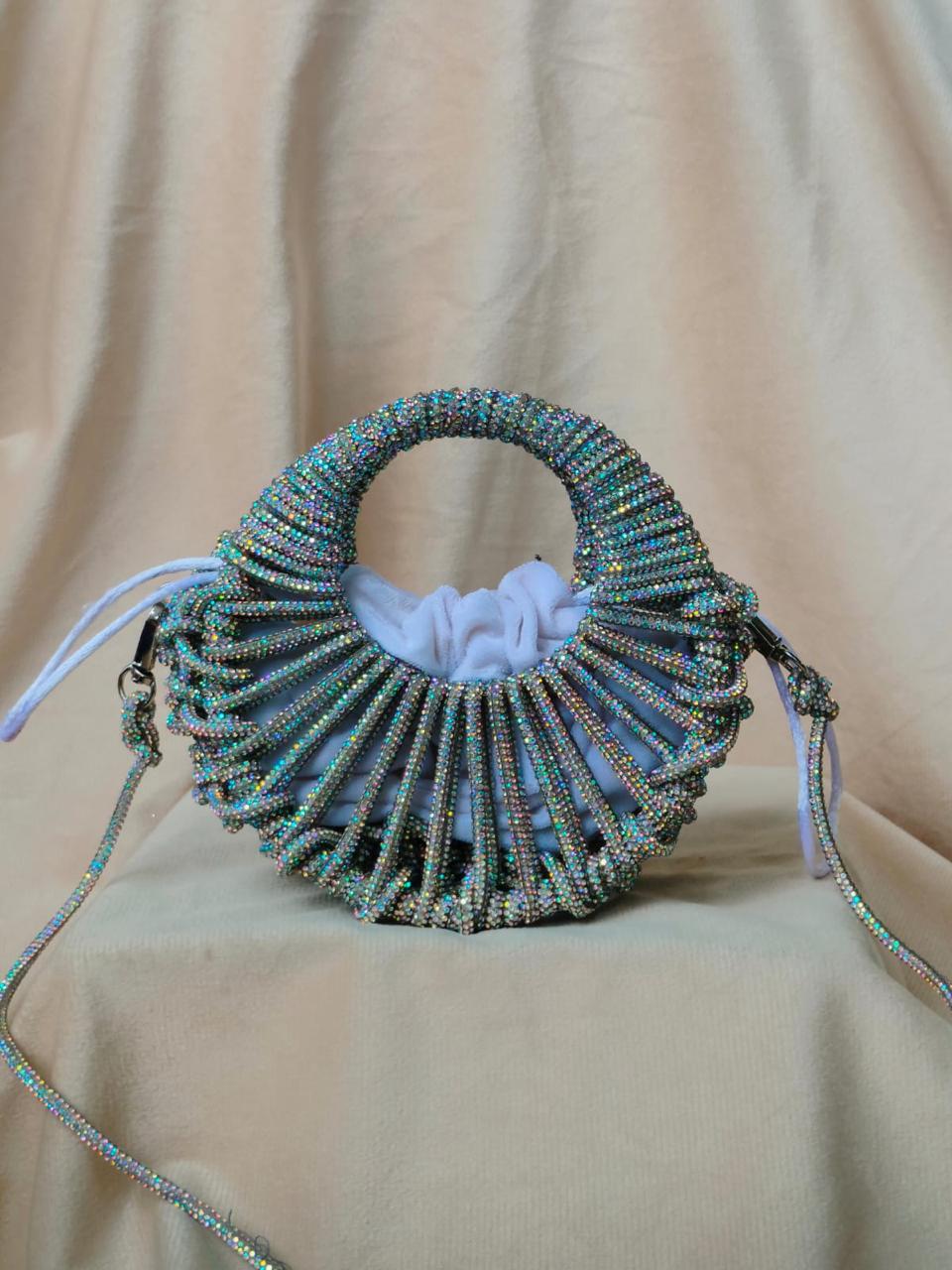 Crescent Rhinestone Clutch