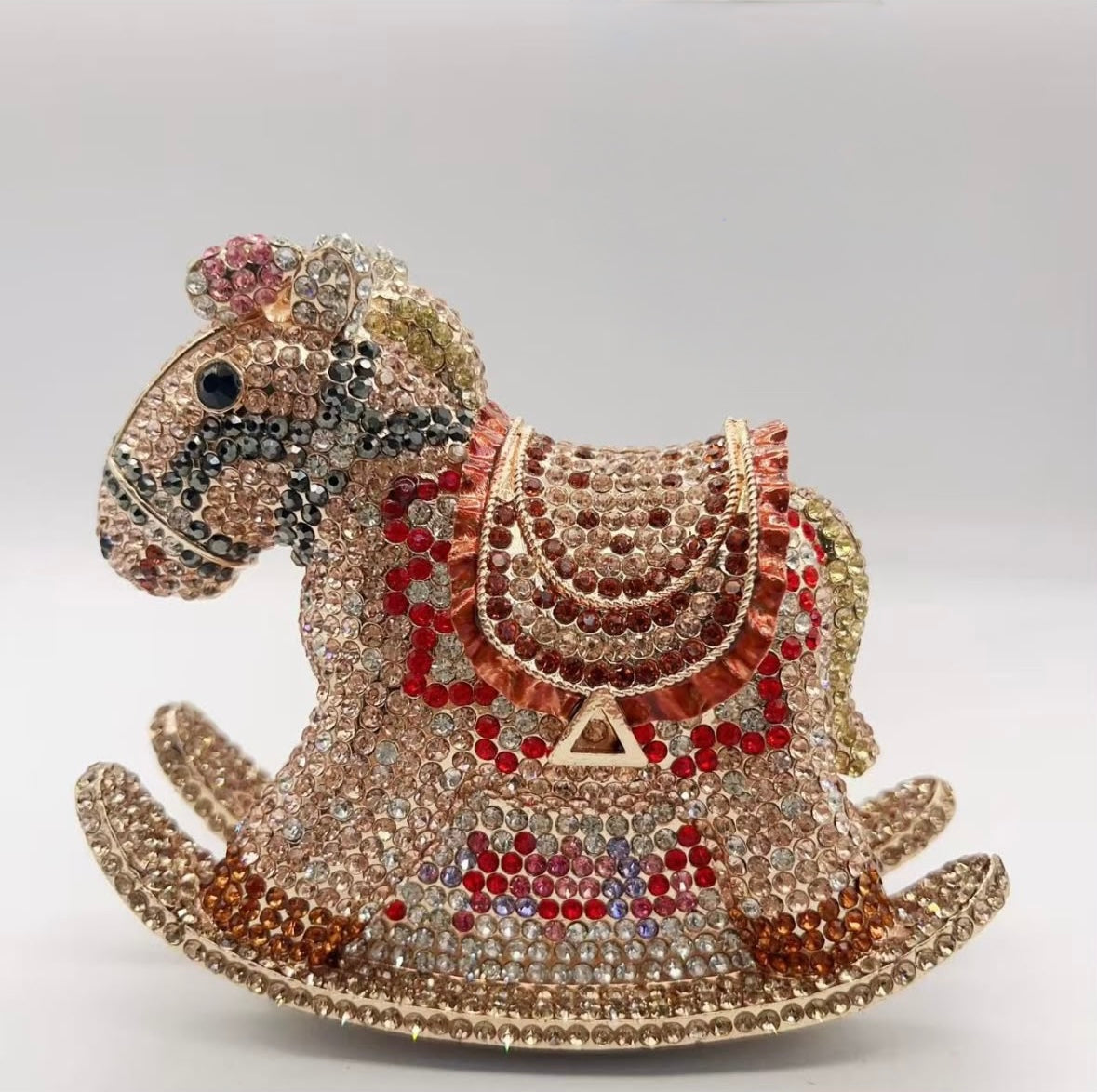 Horse Crystal Clutch in Golden Multicolor