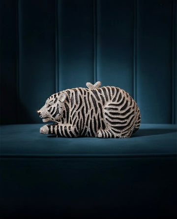 Tiger Sitting Crystal Clutch