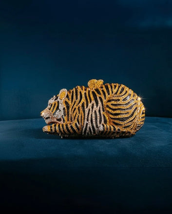 Tiger Sitting Crystal Clutch