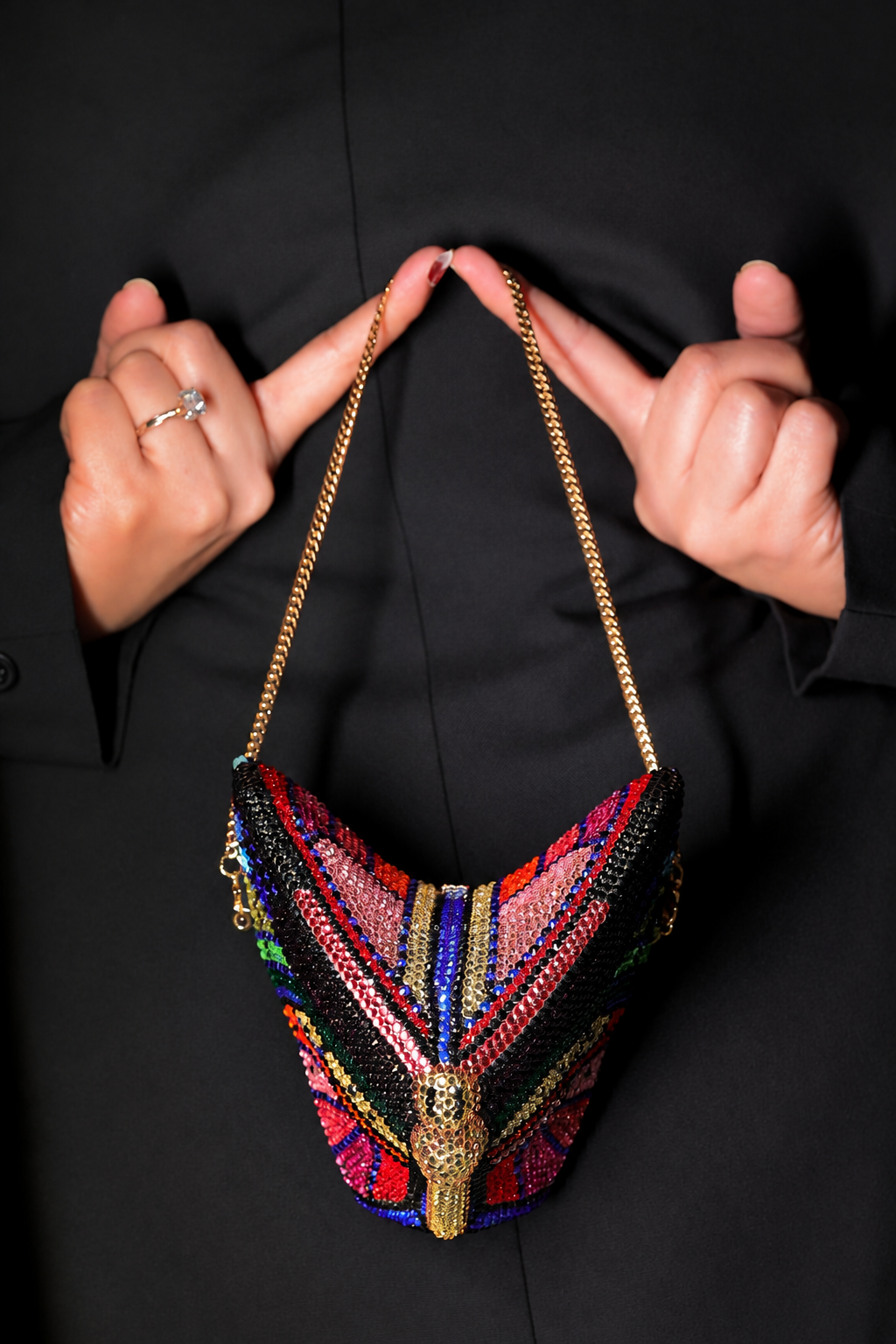 Premium Butterfly Crystal Clutch in Multicolor