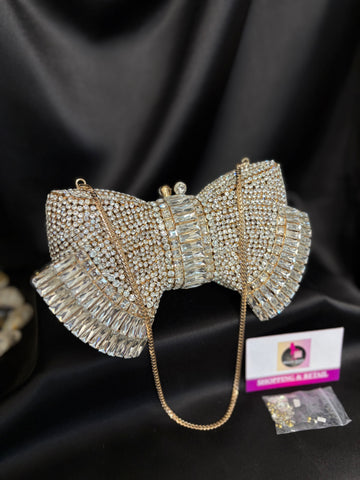 Knot Bow Crystal Clutch