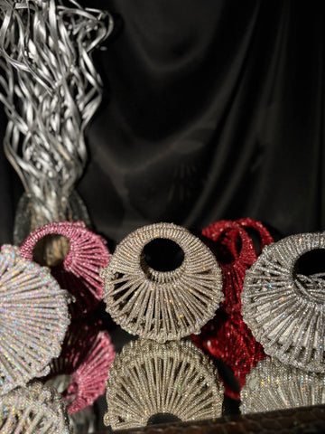 Crescent Rhinestone Clutch