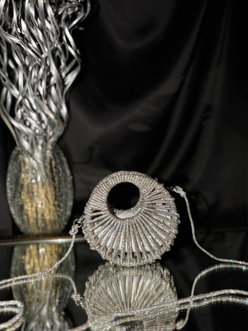 Crescent Rhinestone Clutch