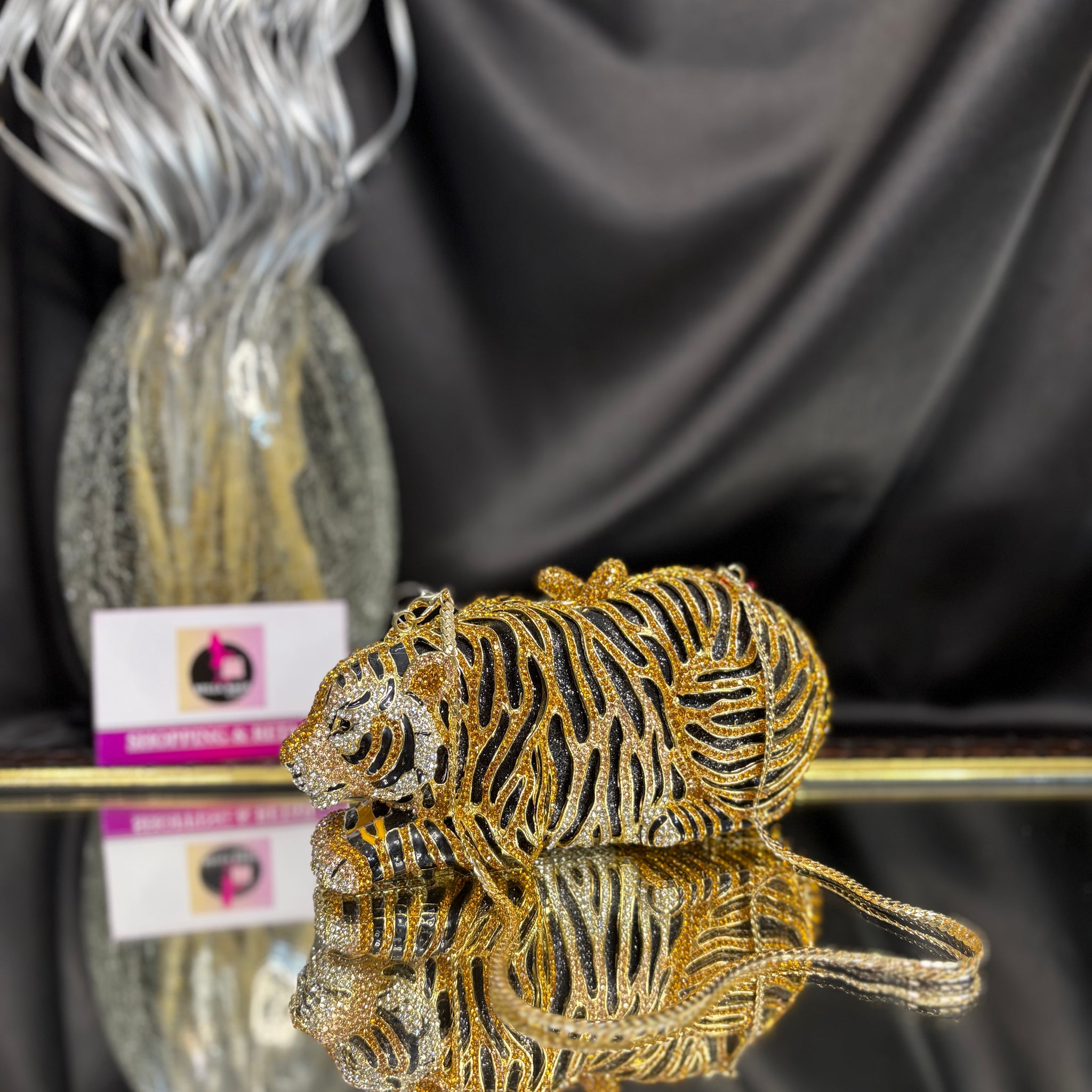 Tiger Sitting Crystal Clutch