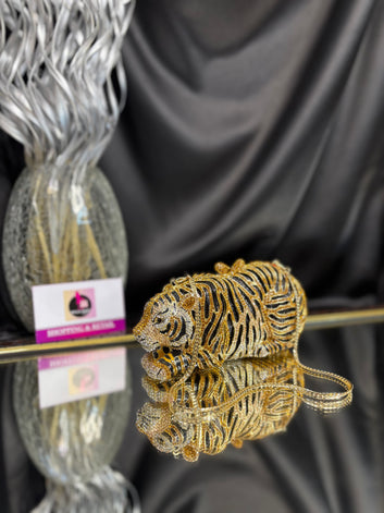 Tiger Sitting Crystal Clutch