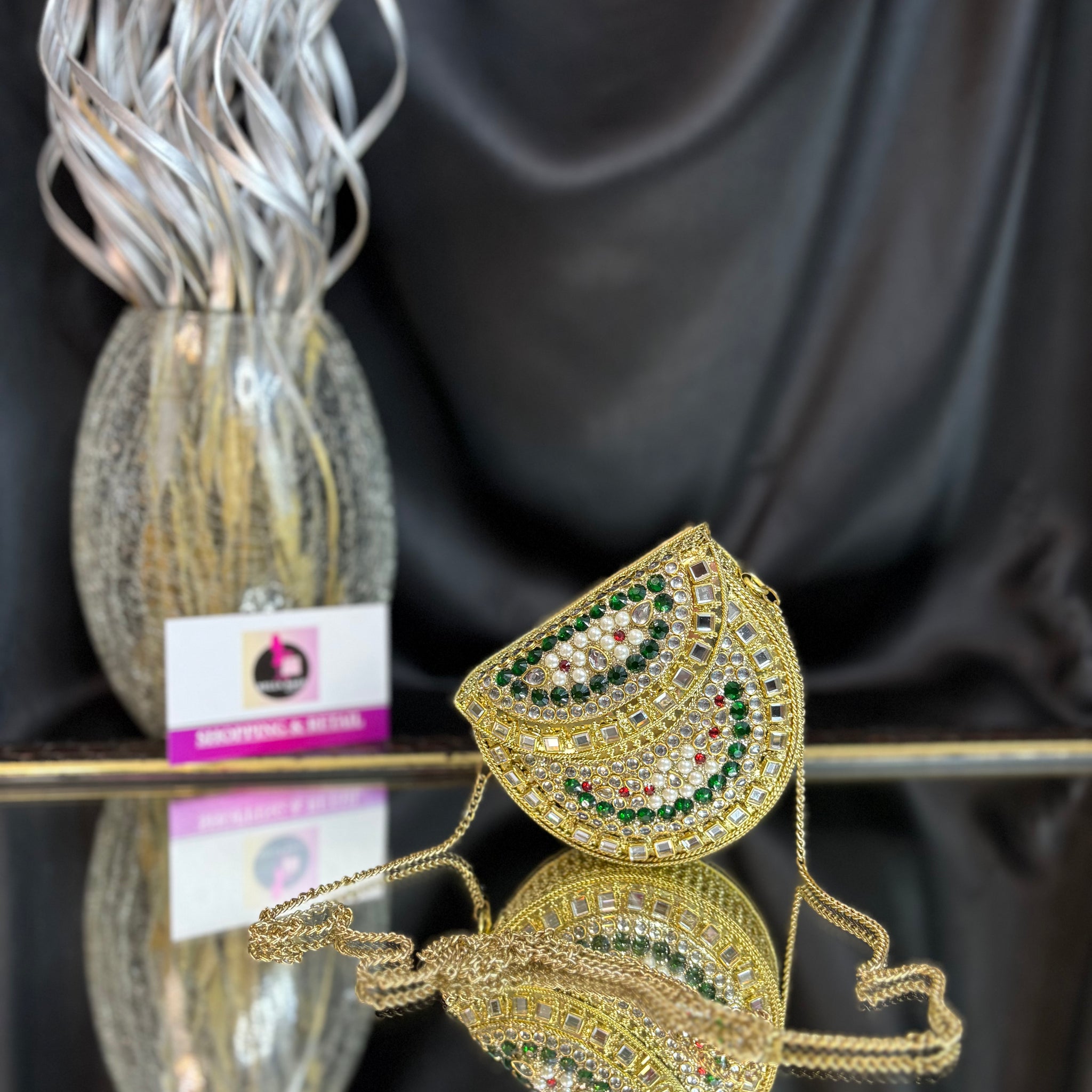 Emerald Mirage- Kundan Mini Clutch