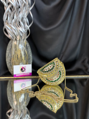 Emerald Mirage- Kundan Mini Clutch