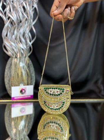 Emerald Mirage- Kundan Mini Clutch