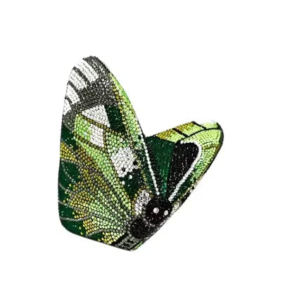 Premium Butterfly Crystal Clutch in Green