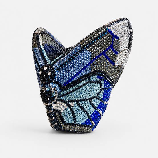 Premium Butterfly Crystal Clutch in Blue