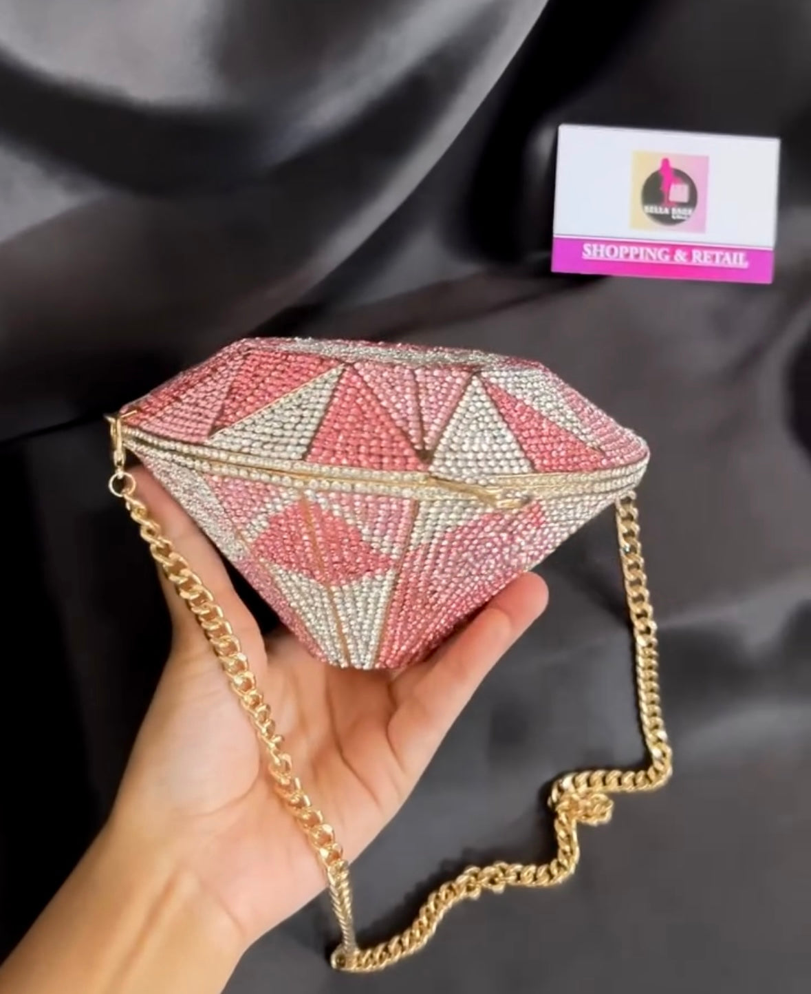 Diamond Crystal Clutch in Pink